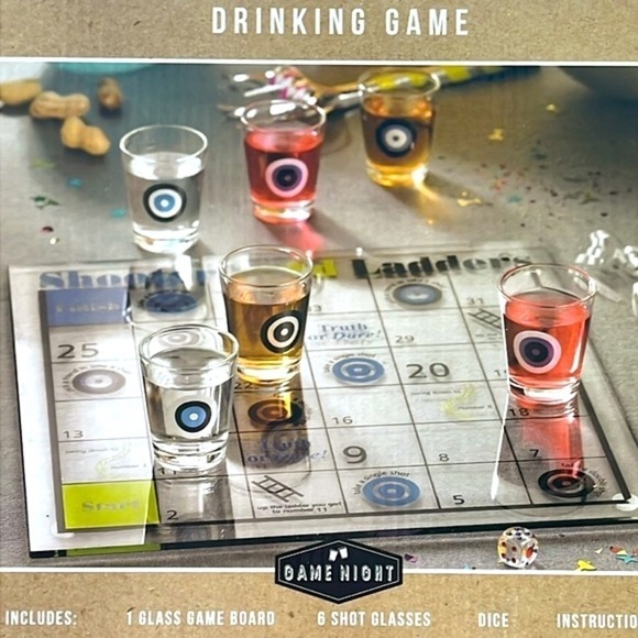 Brand New Shoots & Ladders Drinking Game Glass Party Shot Glasses Game Night - Picture 2 of 13